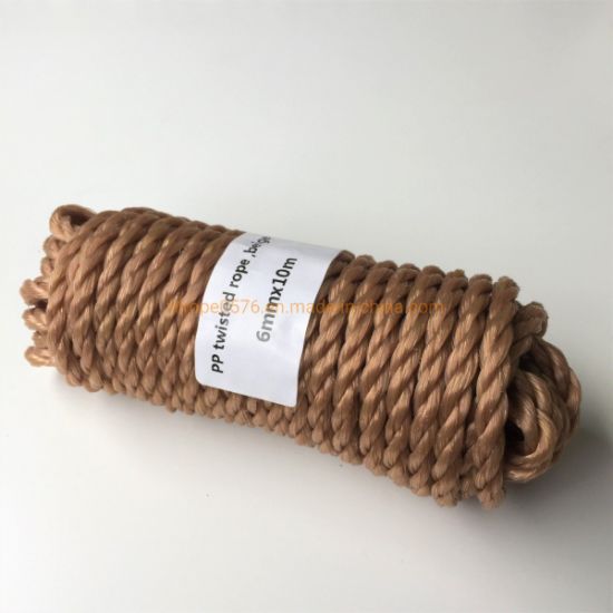 6mmx10m Beige Heavy Duty Twisted Polypropylene Rope Terapung PP Rope Boat Rope Sailing Camping Secure Line Pakaian Line